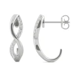 0.16 CTW DEW Moissanite Infinity J-Hoop Earrings in 14K White Gold - Image 2