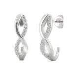 0.16 CTW DEW Moissanite Infinity J-Hoop Earrings in 14K White Gold - Image 3