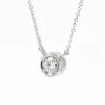 0.33 CTW Cushion Cut Halo Necklace Sterling Silver - Image 2
