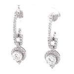 1.49 CTW Halo Drop Earrings in 14K White Gold