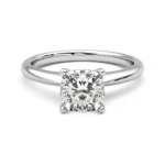 Classic Cushion Cut Moissanite Engagement Ring with Four Prong Polish Setting1